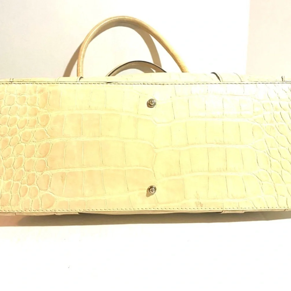 Dooney bourke Cream Croc-Embossed leather satchel Handbag